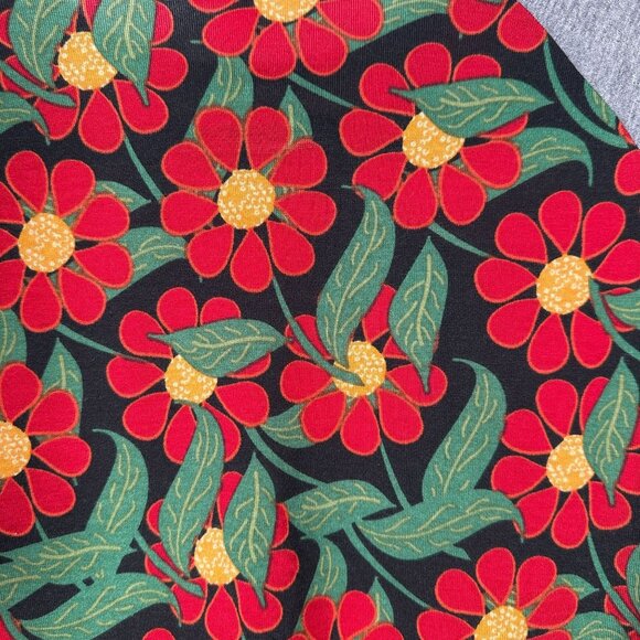LuLaRoe RANDY Daisy Poppy Flowers Black Gray Hippie Raglan Tee Shirt SMALL S - Picture 5 of 6